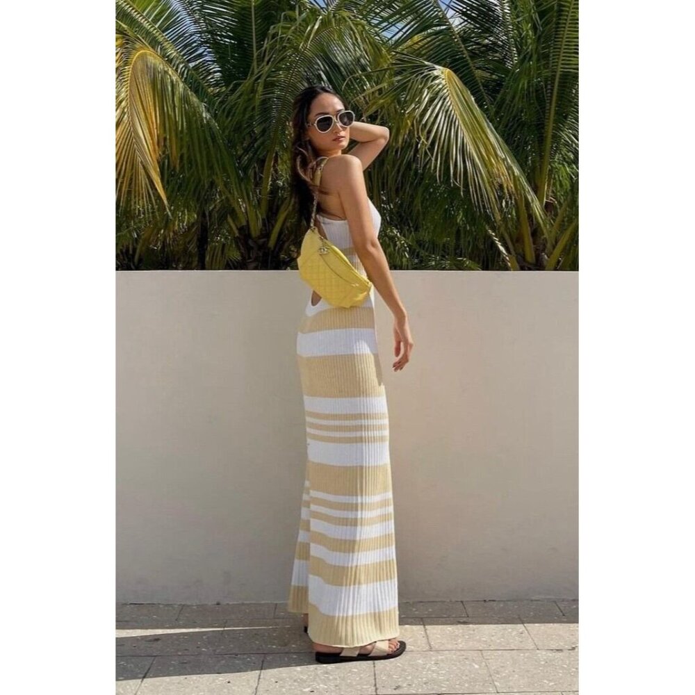 Significant Other Sage Dress Almond & Cream Stripe Rib Knit - Picture 3 of 6